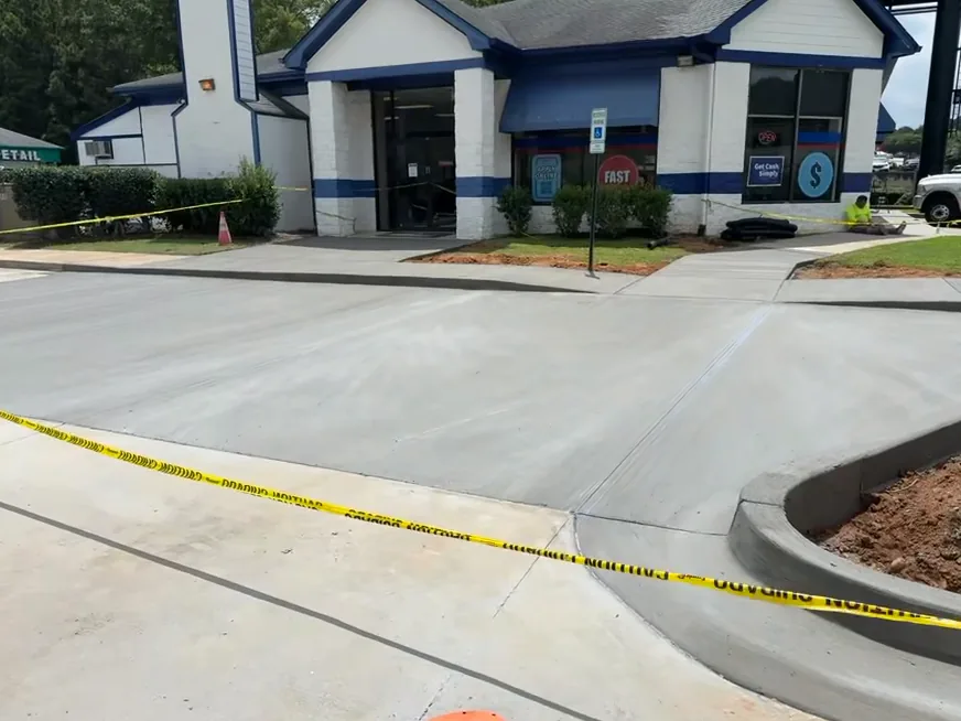 Commercial concrete panel replacement with ADA ramp and curb by Billy's Concrete